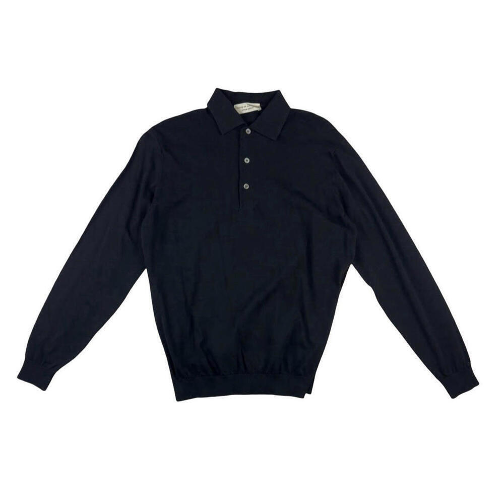 Filippo De Laurentiis Cotton Long Sleeve Polo Shirt Sweater Black Size EU 50